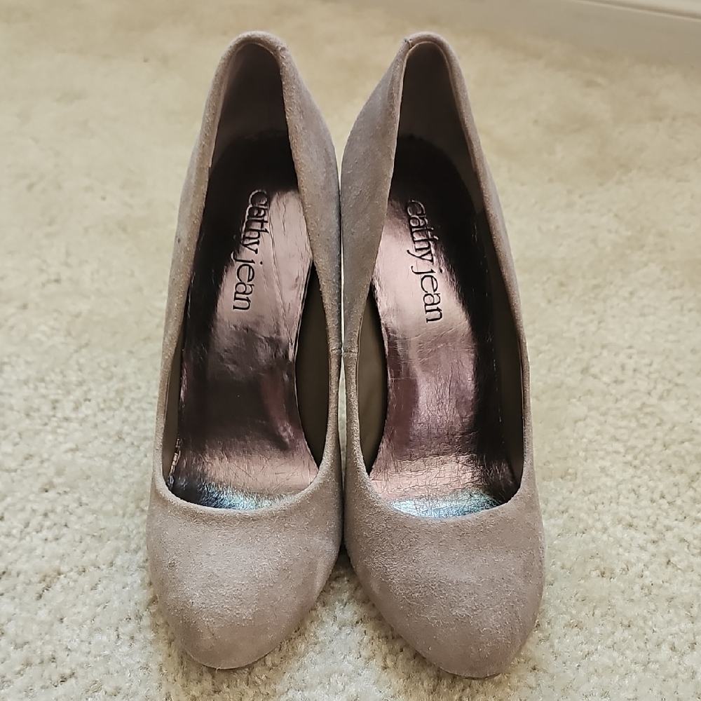 Cathy Jean Taupe Suede Pumps
